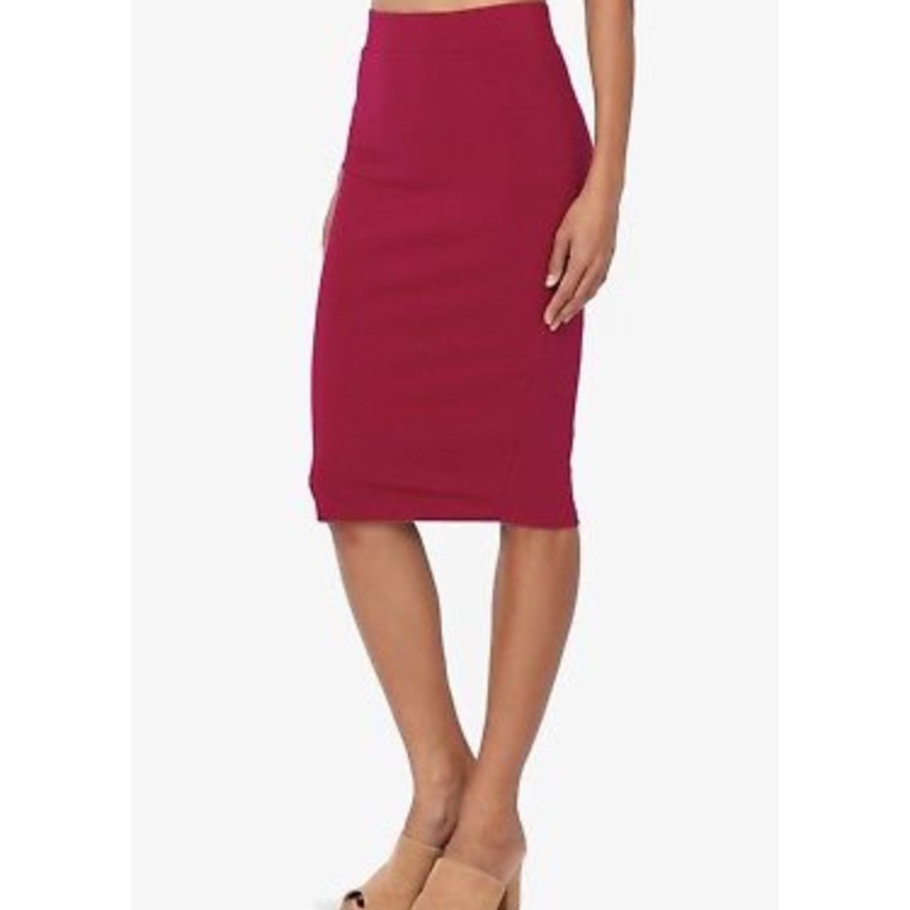 Red stretch pencil skirt